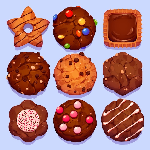 Free Vector delicious cookies sticker set