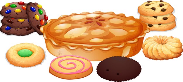 Delicious dessert and pastry cartoon set