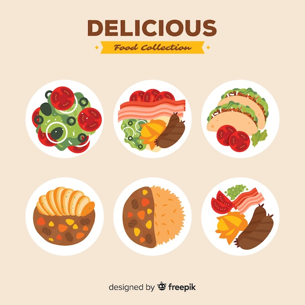 Delicious food dishes pack