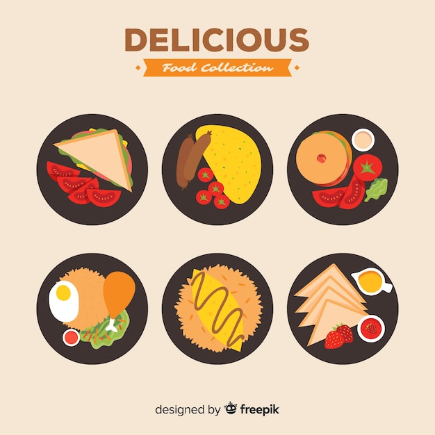 Free Vector delicious food dishes pack