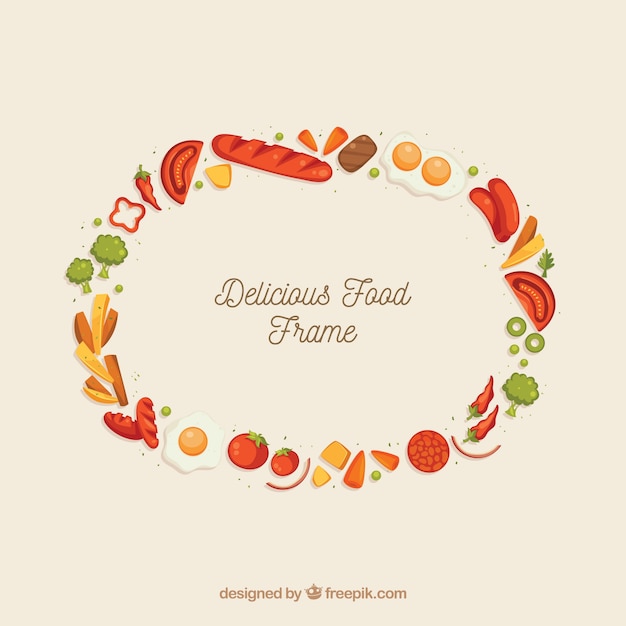 Free vector delicious food frame with flat design