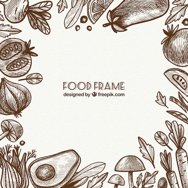 Delicious food frame with hand drawn style