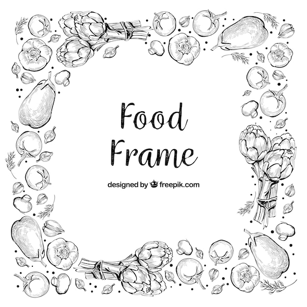 Delicious food frame with hand drawn style