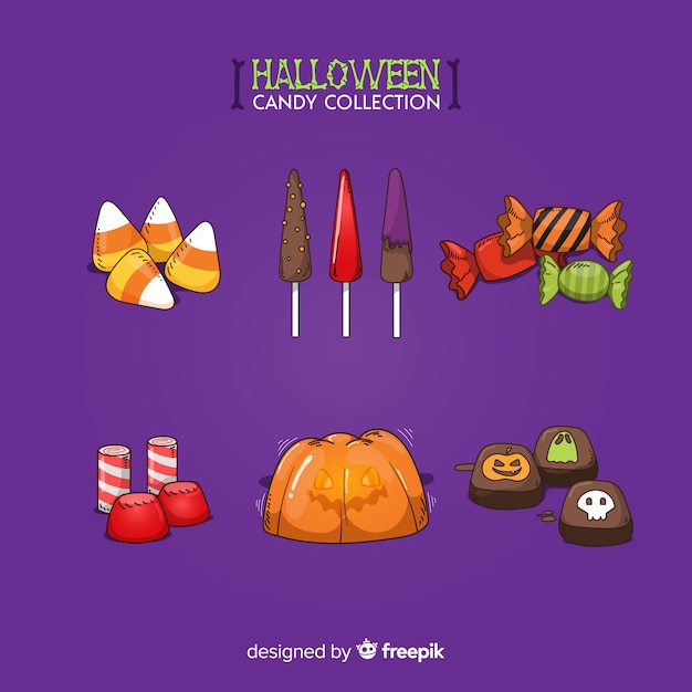 Free Vector delicious halloween sweets collection