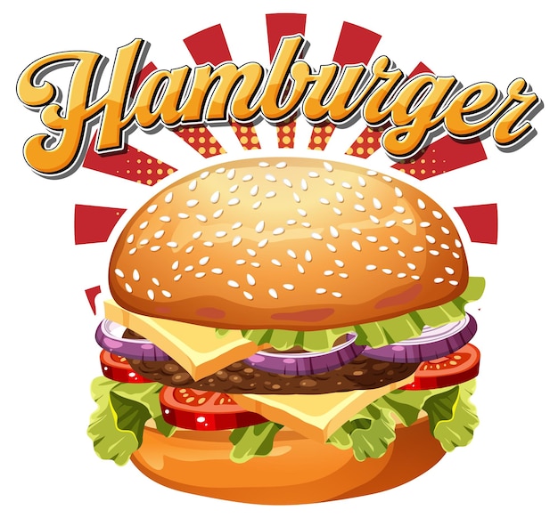 Free Vector delicious hamburger with text icon