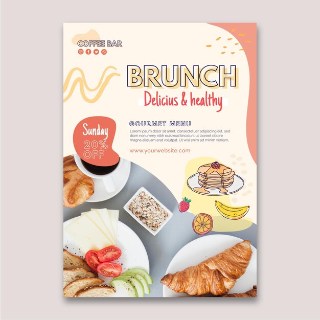 Delicious and healthy brunch vertical flyer