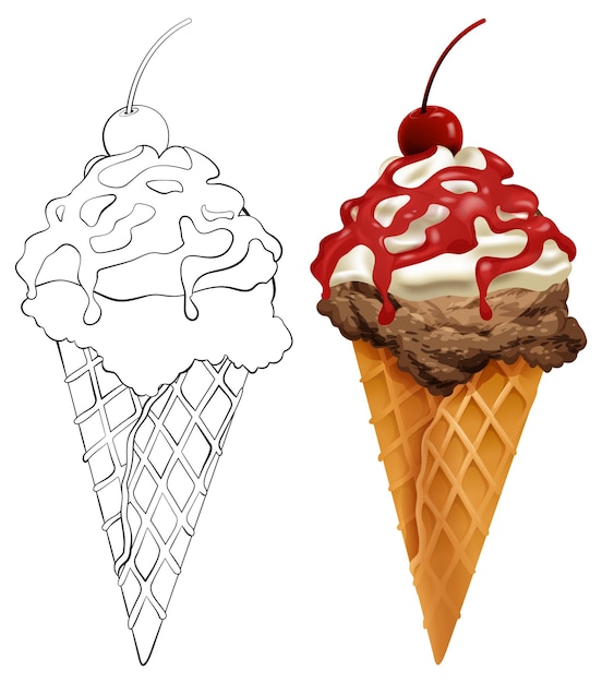 Free Vector delicious ice cream cone illustration