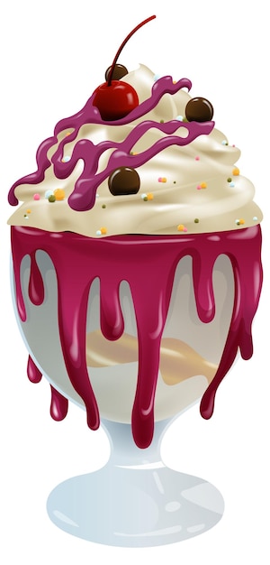 Free Vector delicious ice cream sundae treat