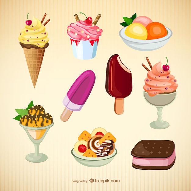 Delicious ice creams collection