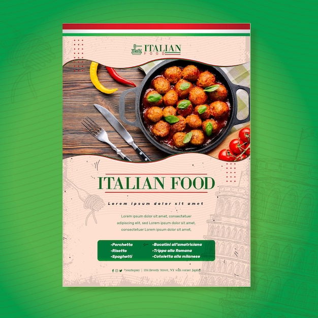 Free Vector delicious italian food flyer print template