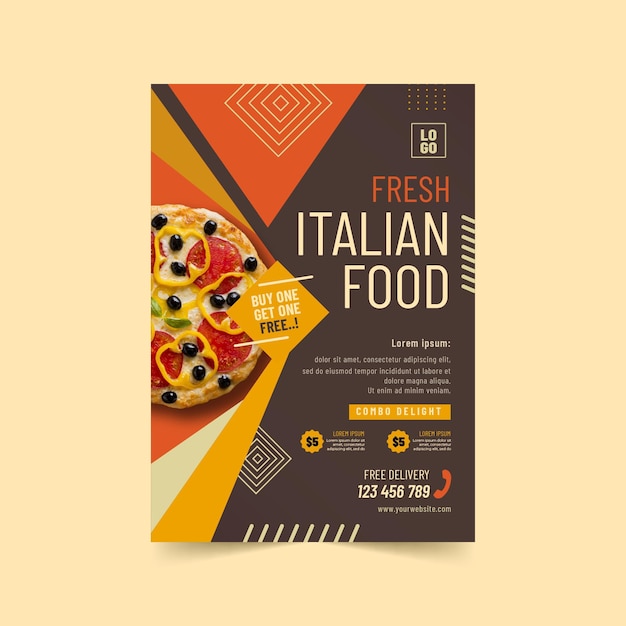 Delicious italian food poster template