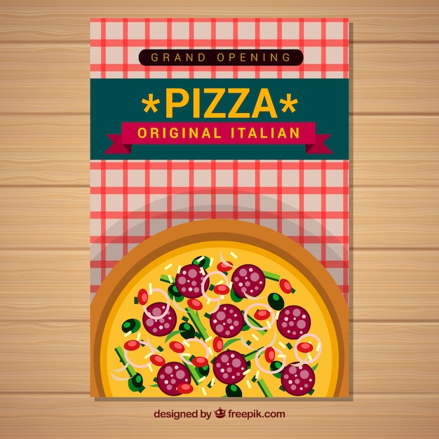 Free Vector delicious italian pizza brochure with salami