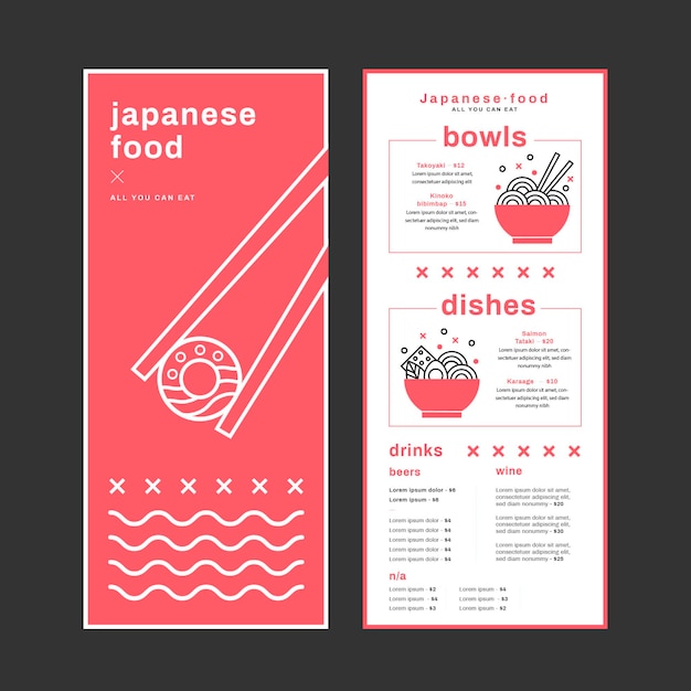 Free Vector delicious japanese food restaurant menu