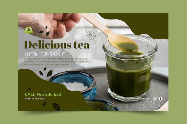 Free Vector delicious matcha tea banner template