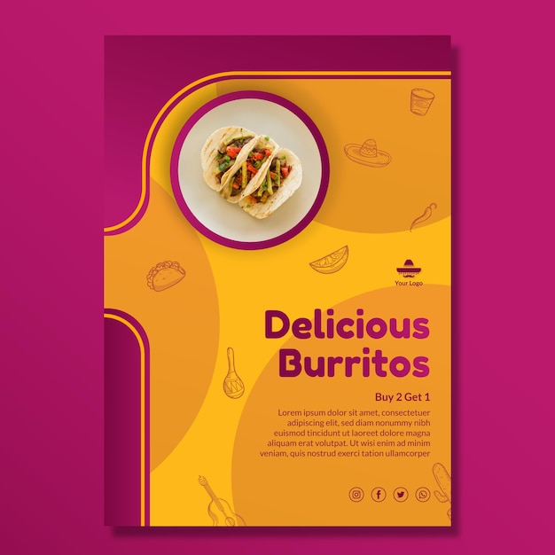 Delicious mexican food poster template