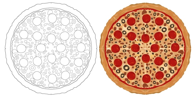 Free Vector delicious pepperoni pizza illustration