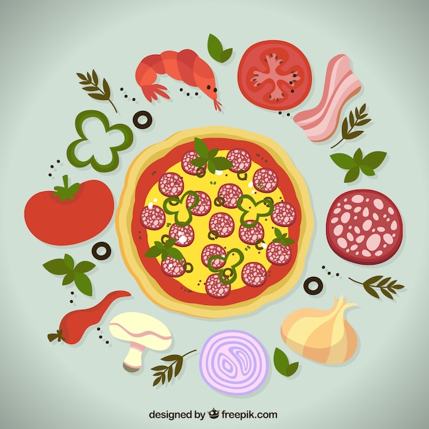 Free Vector delicious pizza ingredients