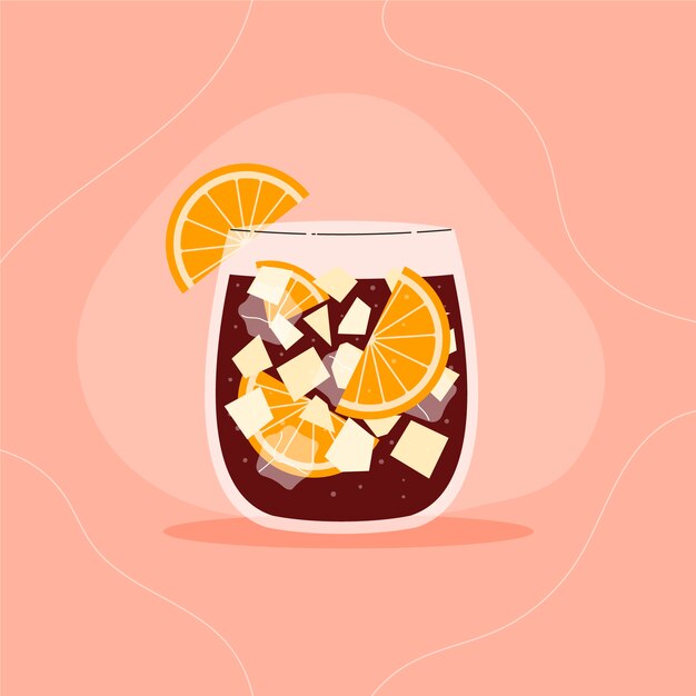 Delicious refreshing sangria drink illustrated