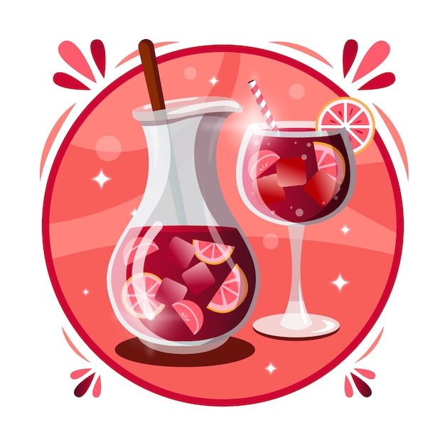 Free Vector delicious refreshing sangria drink illustrated