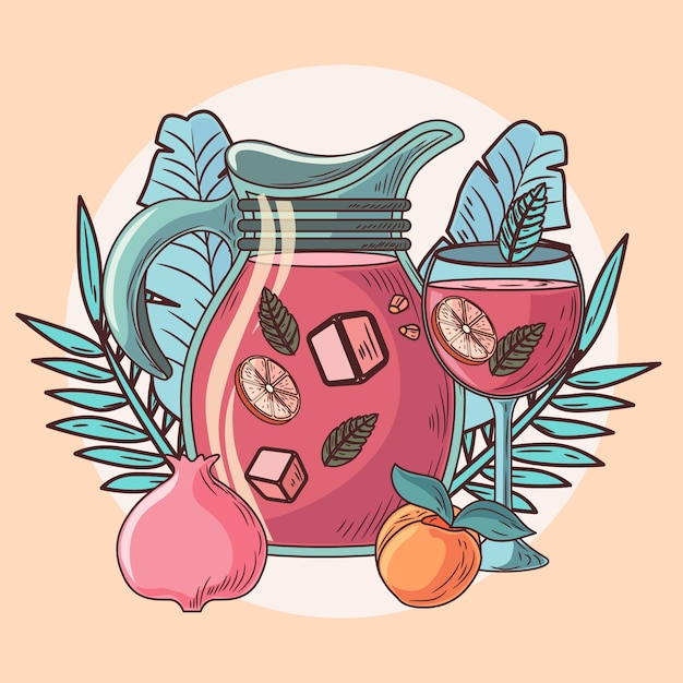 Free Vector delicious refreshing sangria drink illustrated