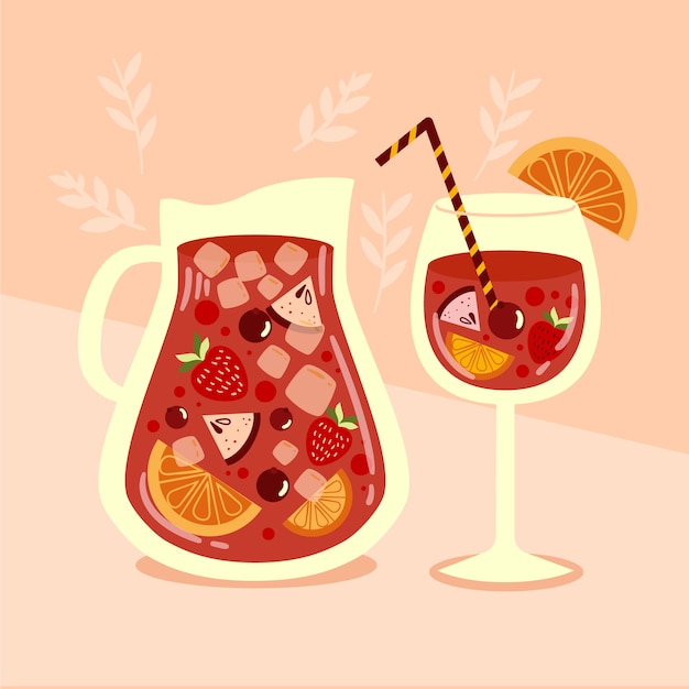 Delicious refreshing sangria drink illustrated