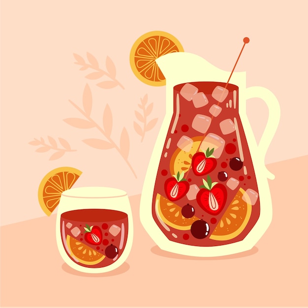 Free Vector delicious refreshing sangria drink illustrated