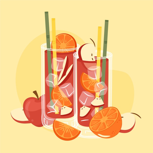 Free Vector delicious refreshing sangria drink illustrated