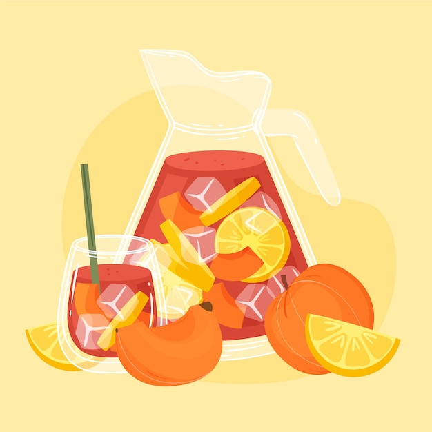 Delicious refreshing sangria drink illustrated