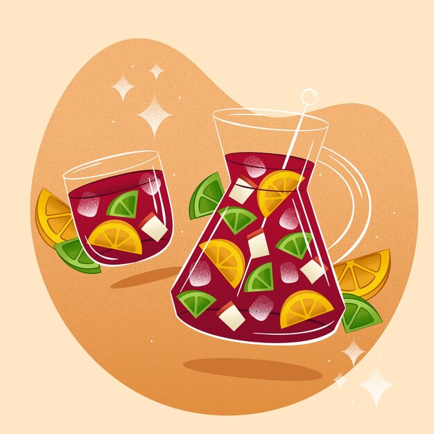 Delicious refreshing sangria drink illustrated