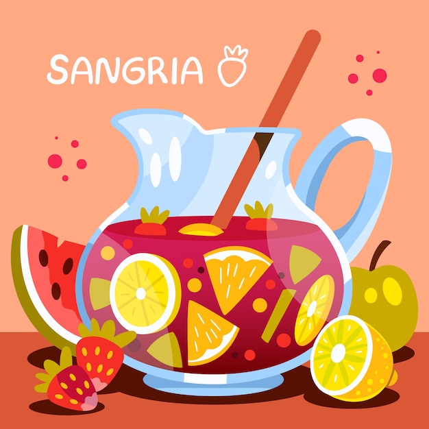 Delicious refreshing sangria drink illustrated