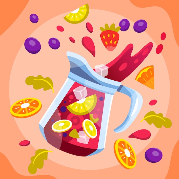 Free Vector delicious refreshing sangria drink illustrated