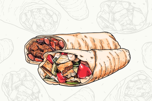 Free Vector delicious shawarma illustration with details