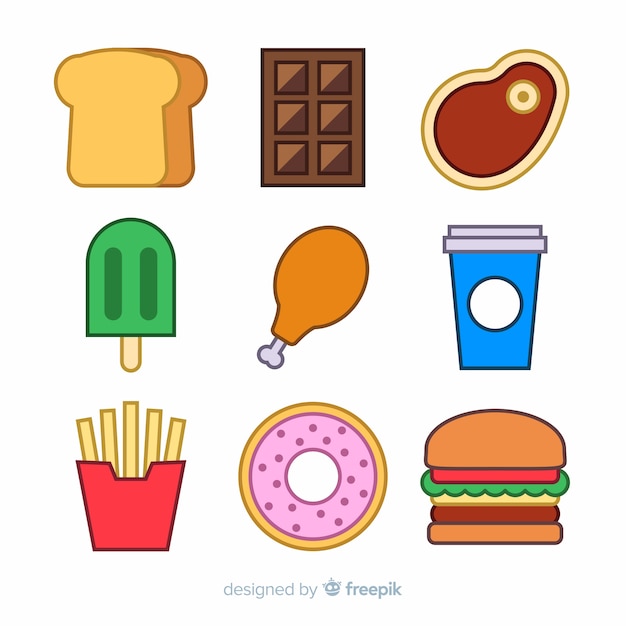 Free Vector delicious snack set