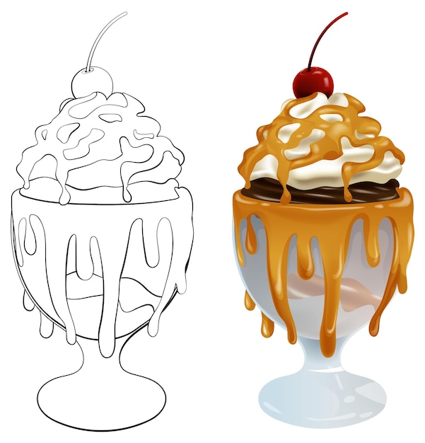 Free Vector delicious sundae treat illustration