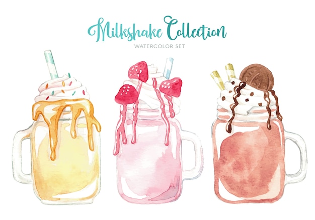 Delicious watercolor milkshake collection