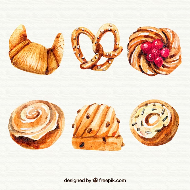 Delicious watercolor pastries