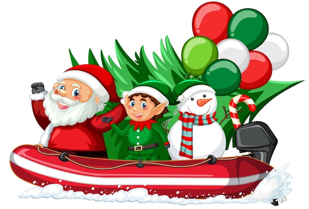 Free vector delivery christmas gift on inflatable boat