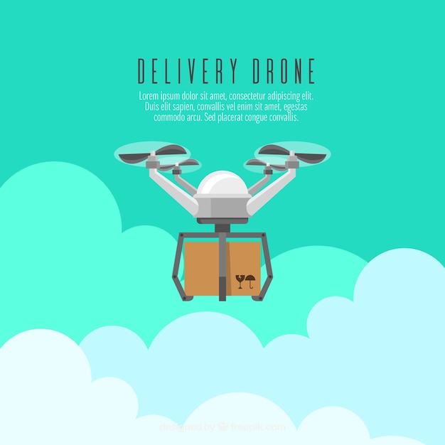 Free Vector delivery drone concept with flat design