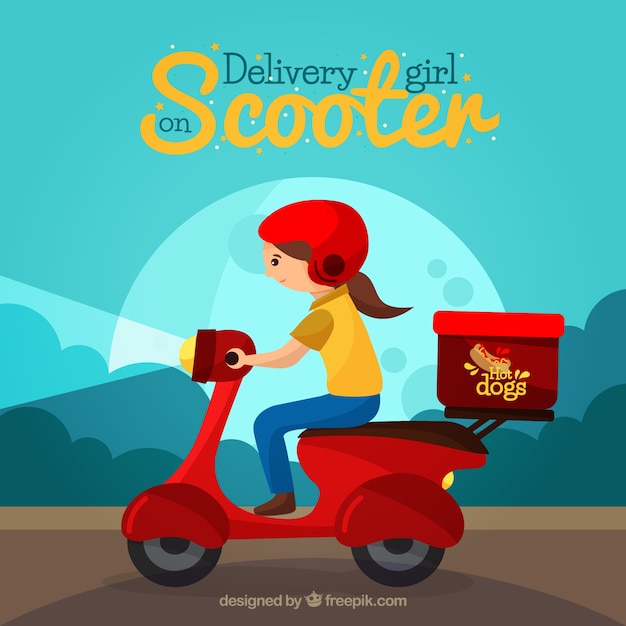 Delivery scooter girl