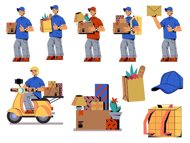 Free Vector delivery service concept young man courier