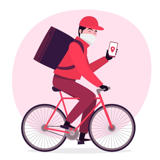 Free Vector delivery service with masks concept