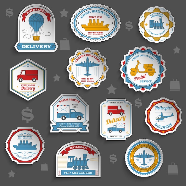 Free Vector delivery stickers set