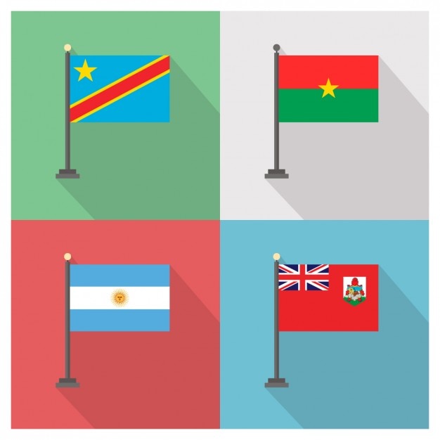 Democratic Republic of the Congo Burkina Faso Argentina and Bermuda Flags