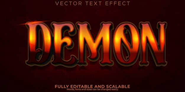 Free Vector demon horror text effect editable scary and red text style