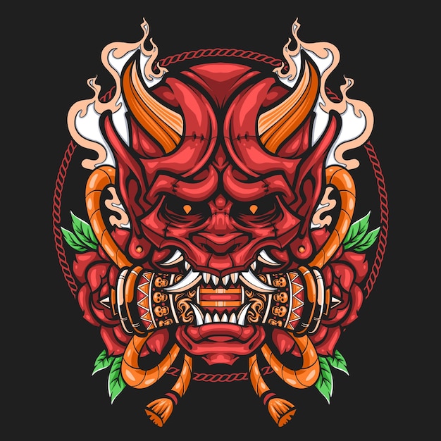 Free vector demon japanese red oni illustration