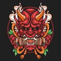 Free vector demon japanese red oni illustration