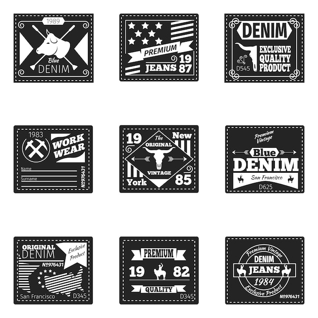 Free Vector denim labels set