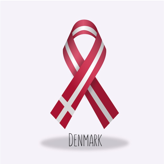 Denmark flag ribbon design