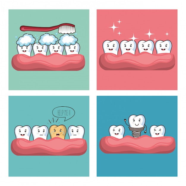 dental care kawaii comi character