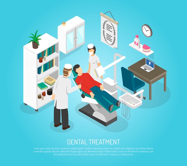  Dental Checkups Procedure Treatment Isometric Poster 